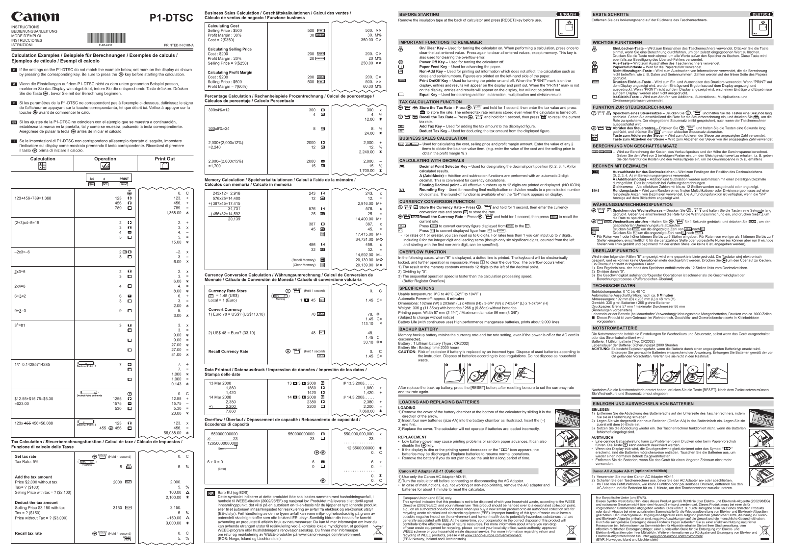 CANON P1-DTSC User Manual