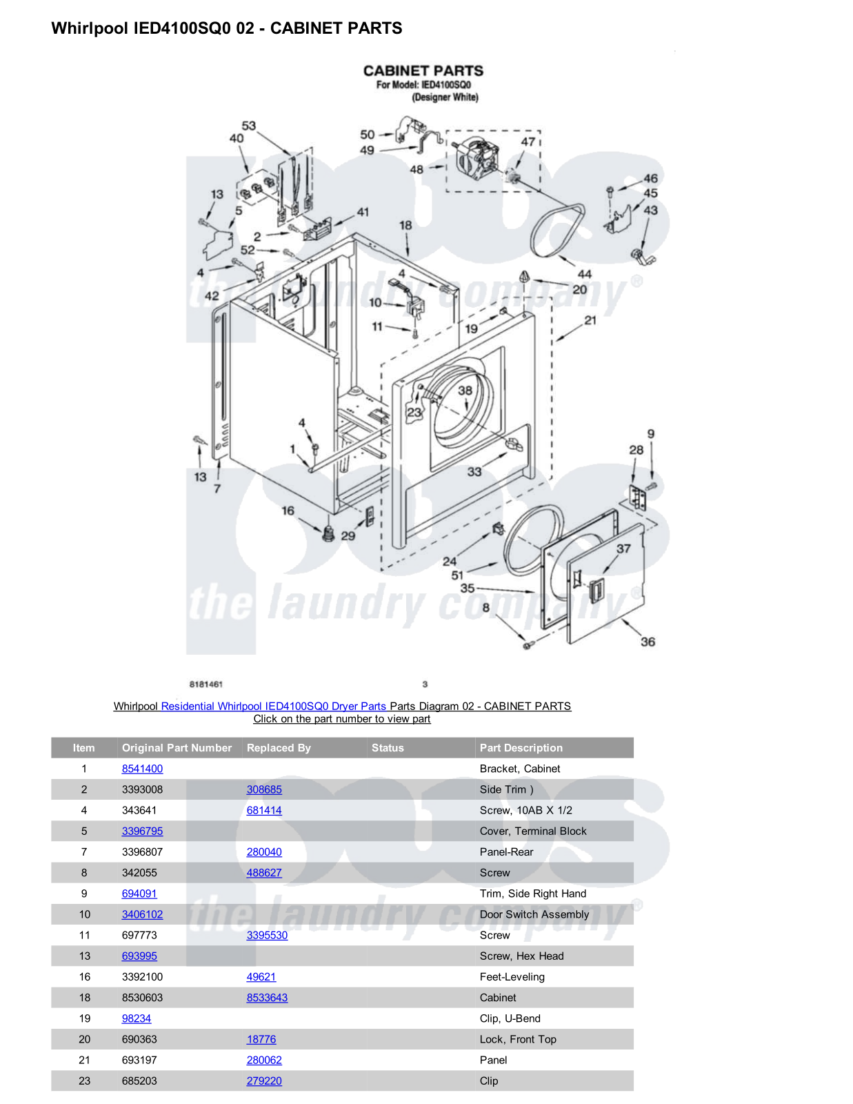 Whirlpool IED4100SQ0 Parts Diagram