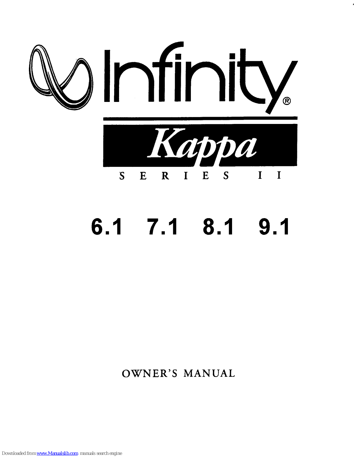 Infinity KAPPA 6.1, KAPPA 7.1, KAPPA 8.1, KAPPA 9.1 Owner's Manual