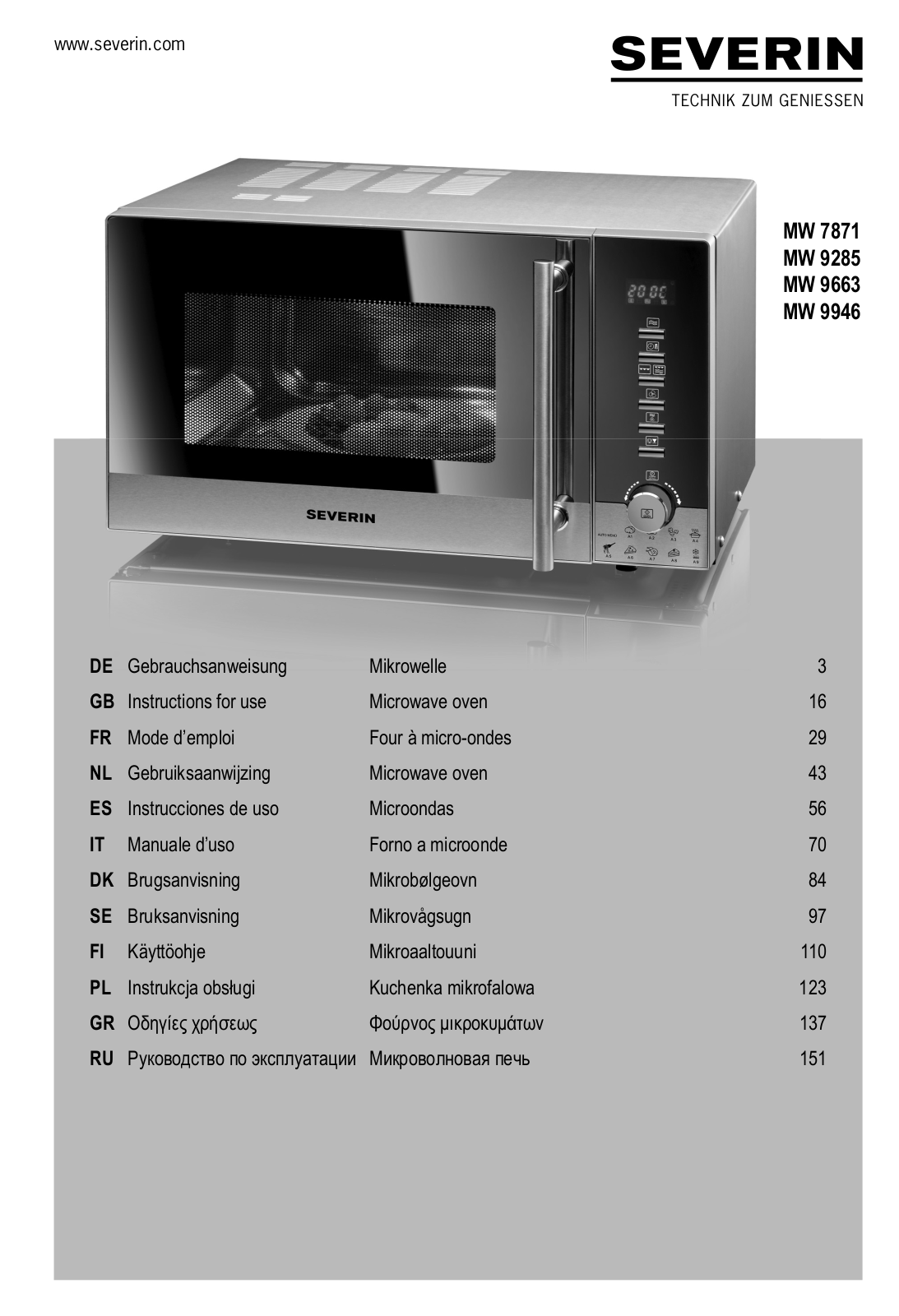 Severin MW 9663 User Manual