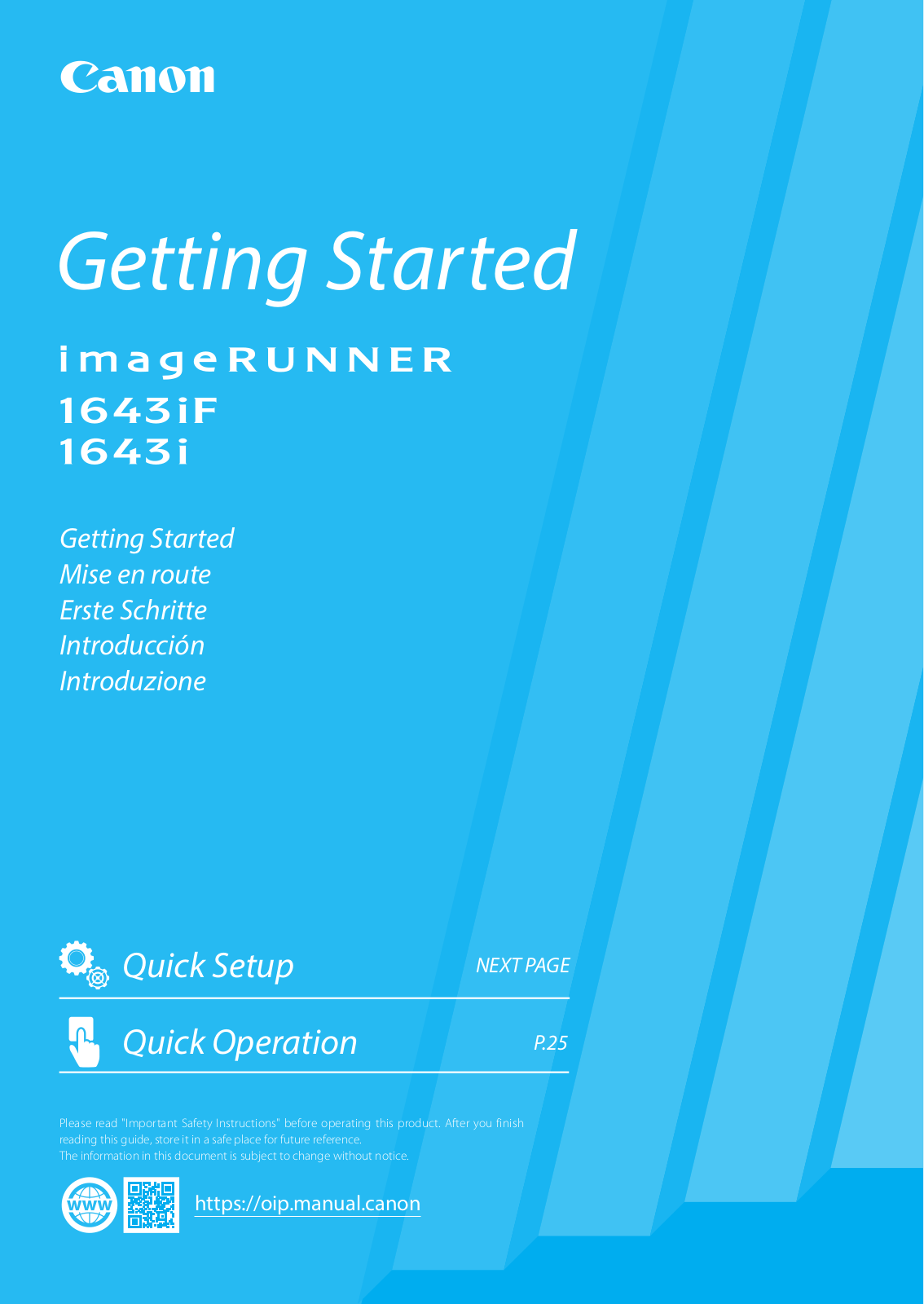 Canon imageRUNNER 1643iF, imageRUNNER 1643i Getting Started