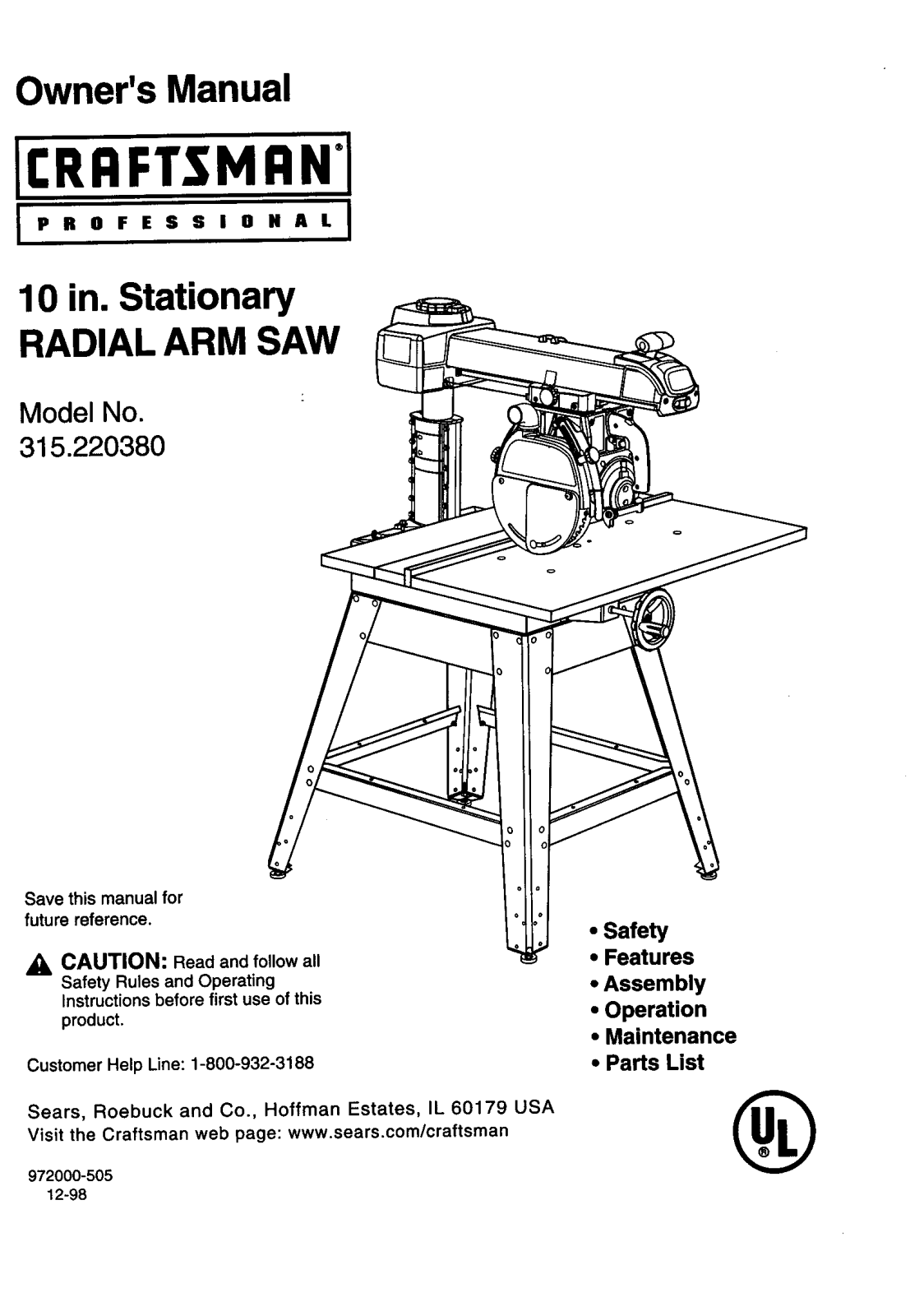 Craftsman 315.22038 User Manual