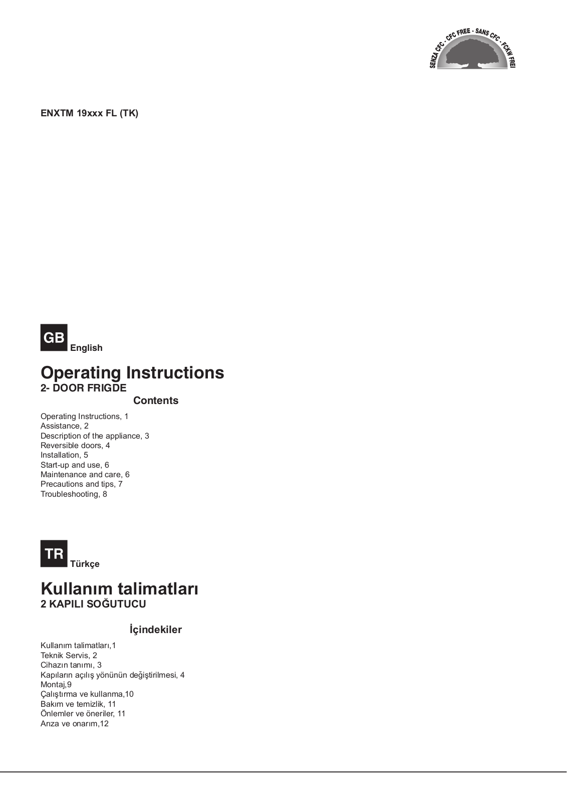 HOTPOINT/ARISTON ENXTM 19312 FL (TK) User Manual