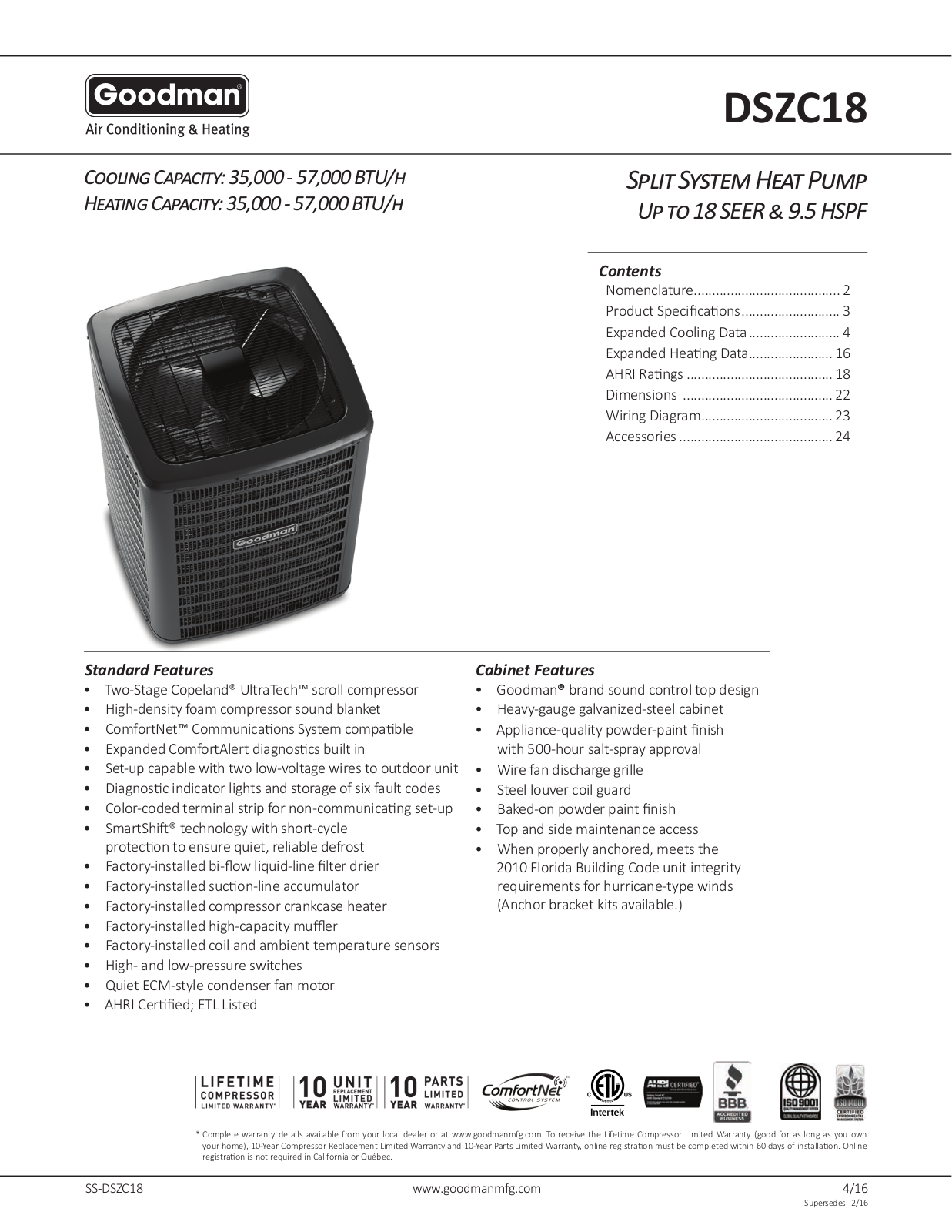 Goodman DSZC-18 User Manual