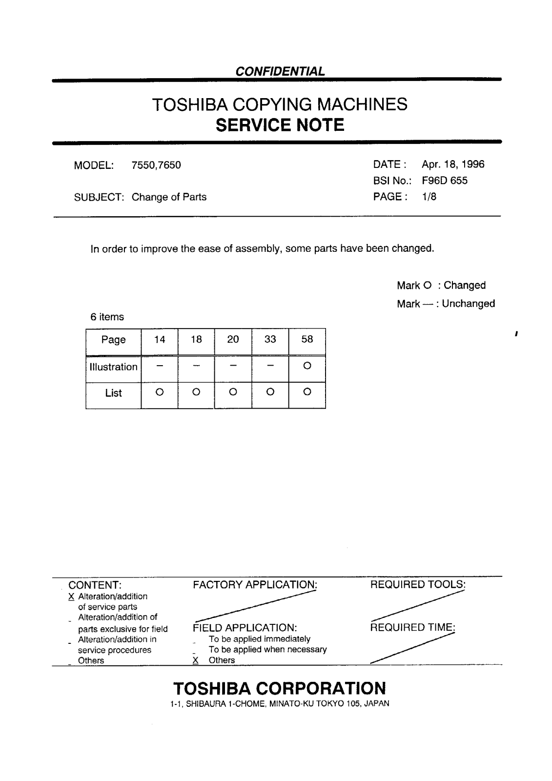 Toshiba f96d655 Service Note