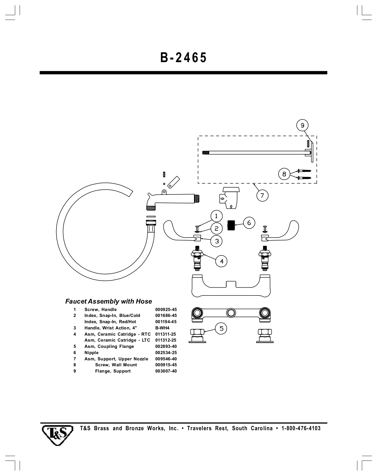 T & S Brass & Bronze Works B-2465 Part Manual