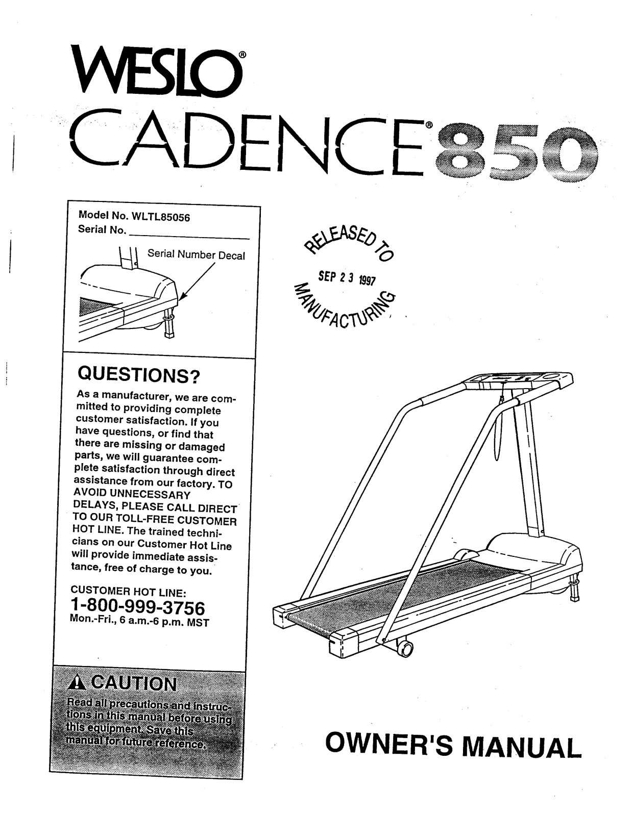 Weslo WLTL85056 Owner's Manual