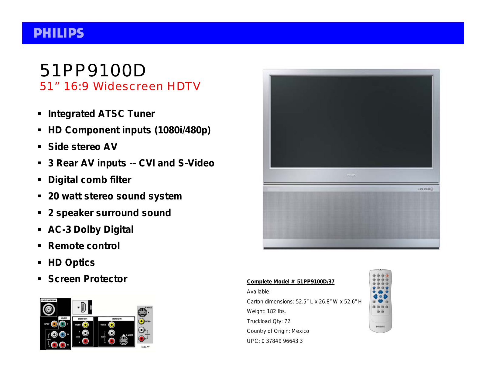 Philips 51PP9100D-37 User Manual