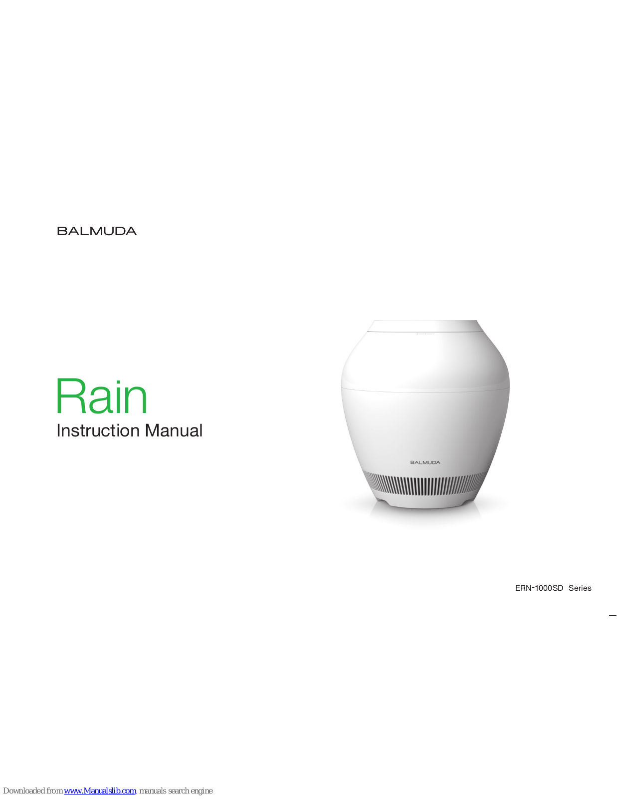 BALMUDA RAIN ERN-1000SD Instruction Manual