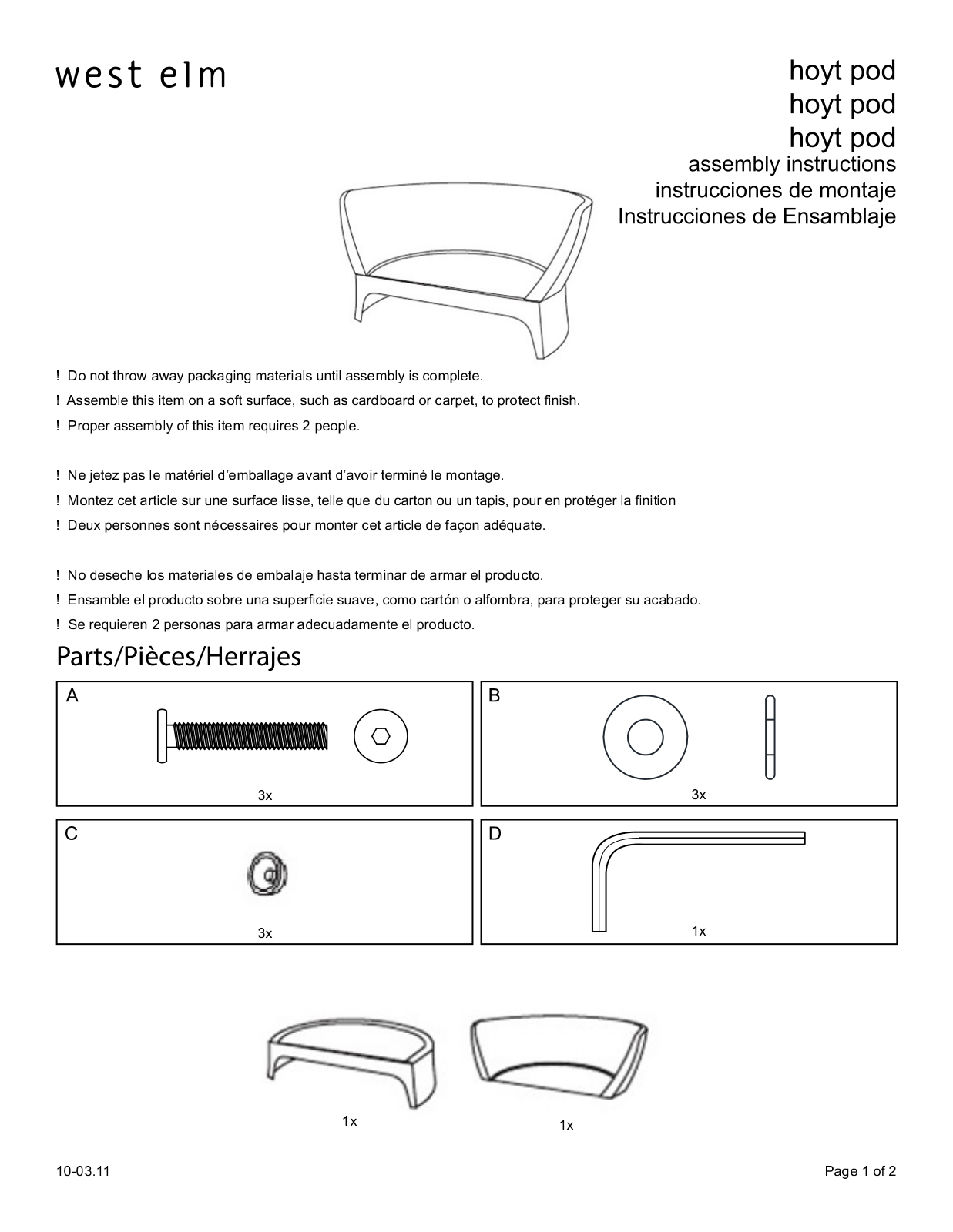 West Elm Hoyt Pod Assembly Instruction