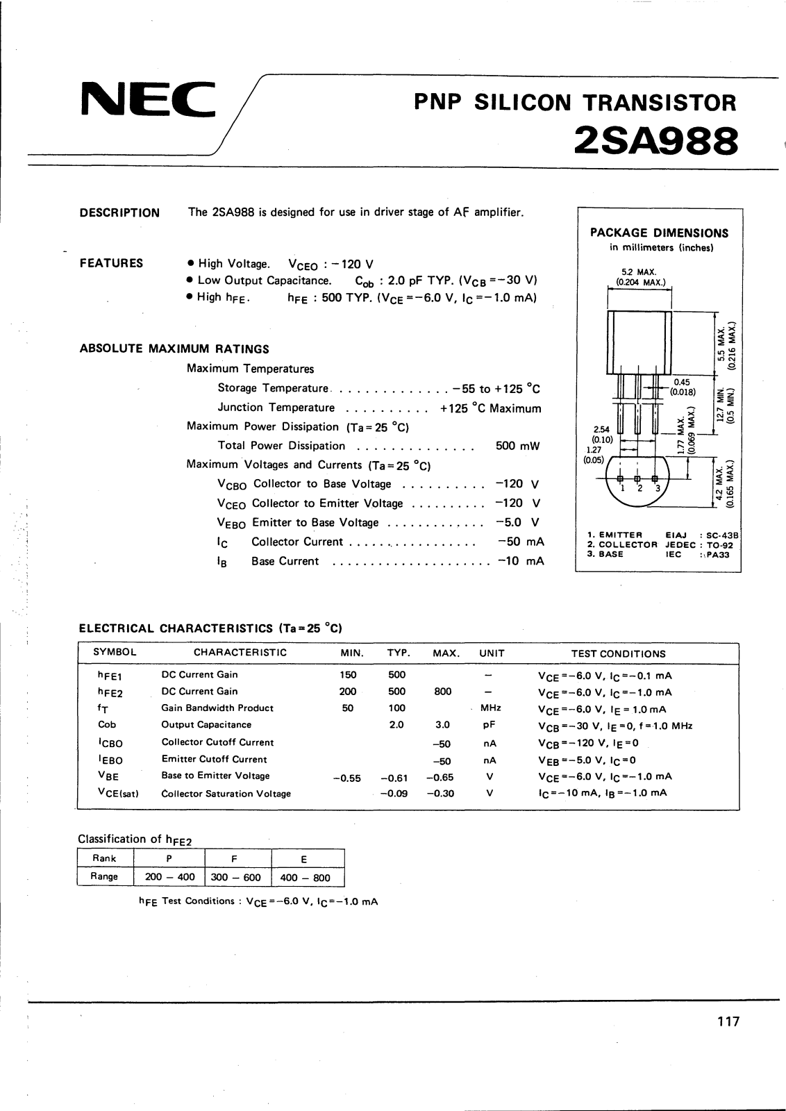 Datasheet 2SA988 Specification - ManualMachine.com