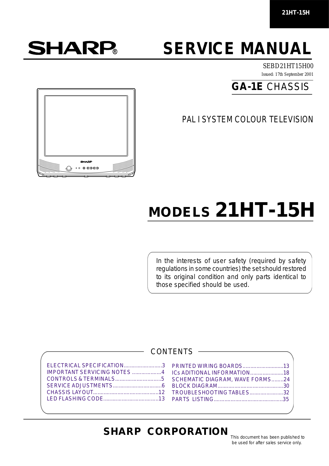 SHARP 21HT-15H Service Manual