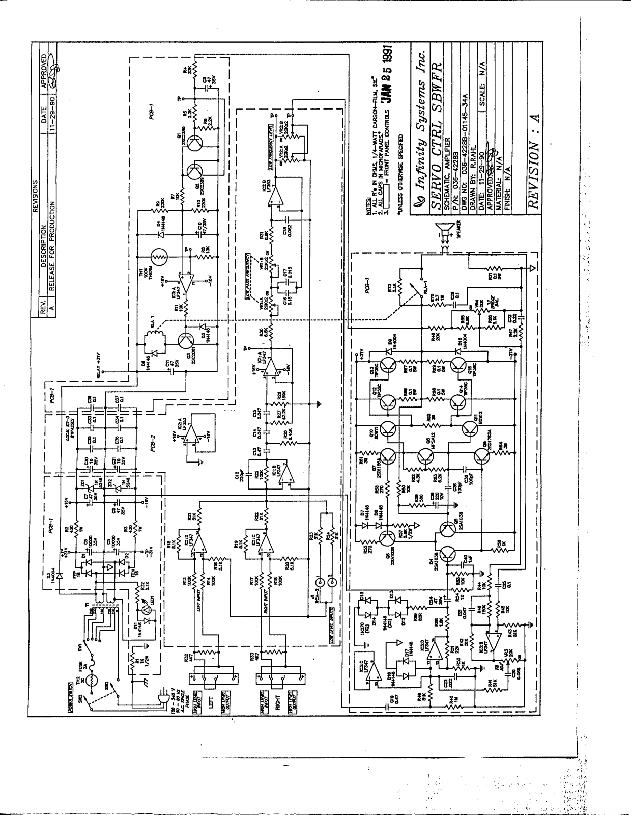 Infinity Controle subwoofer Schematic