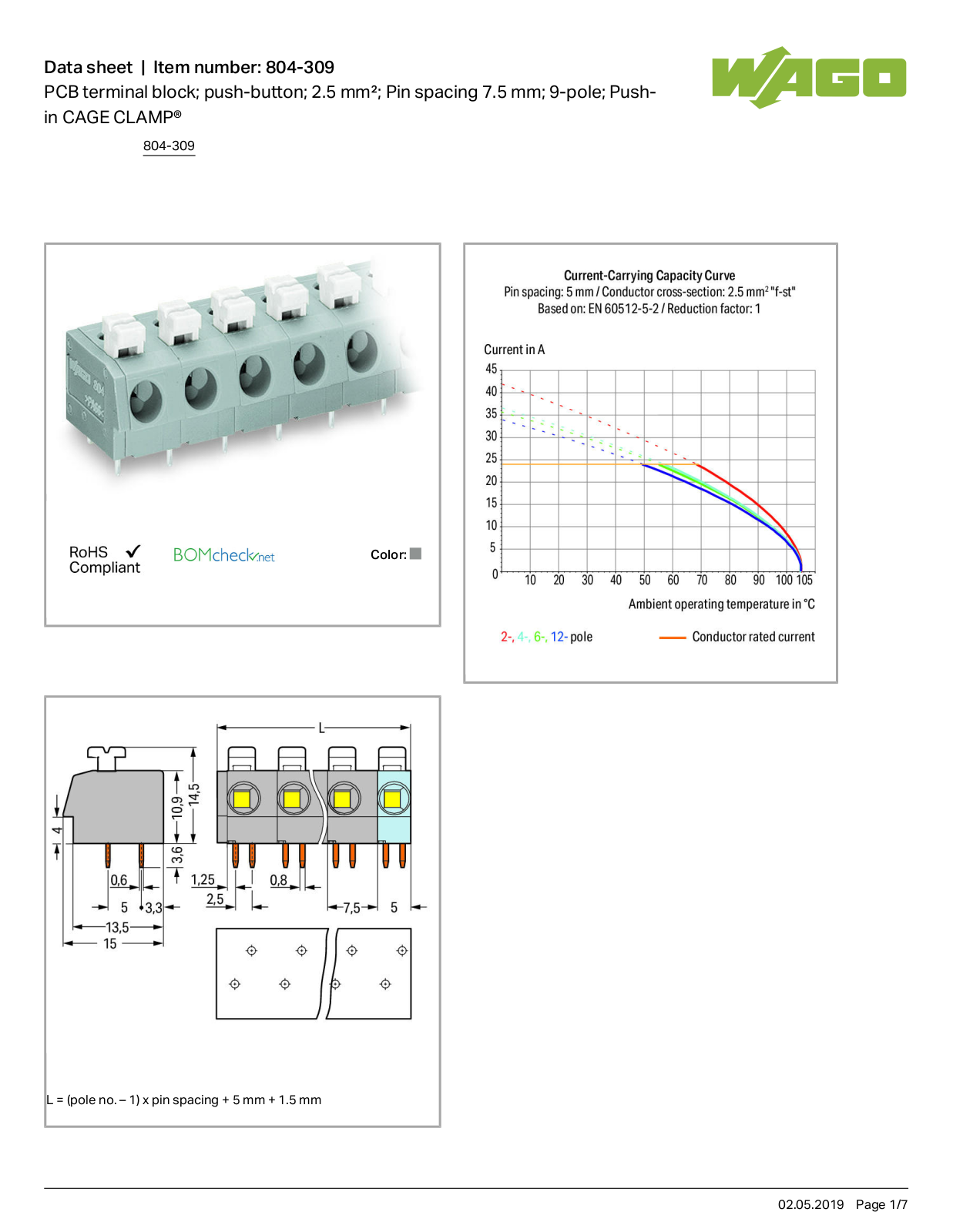 Wago 804-309 Data Sheet