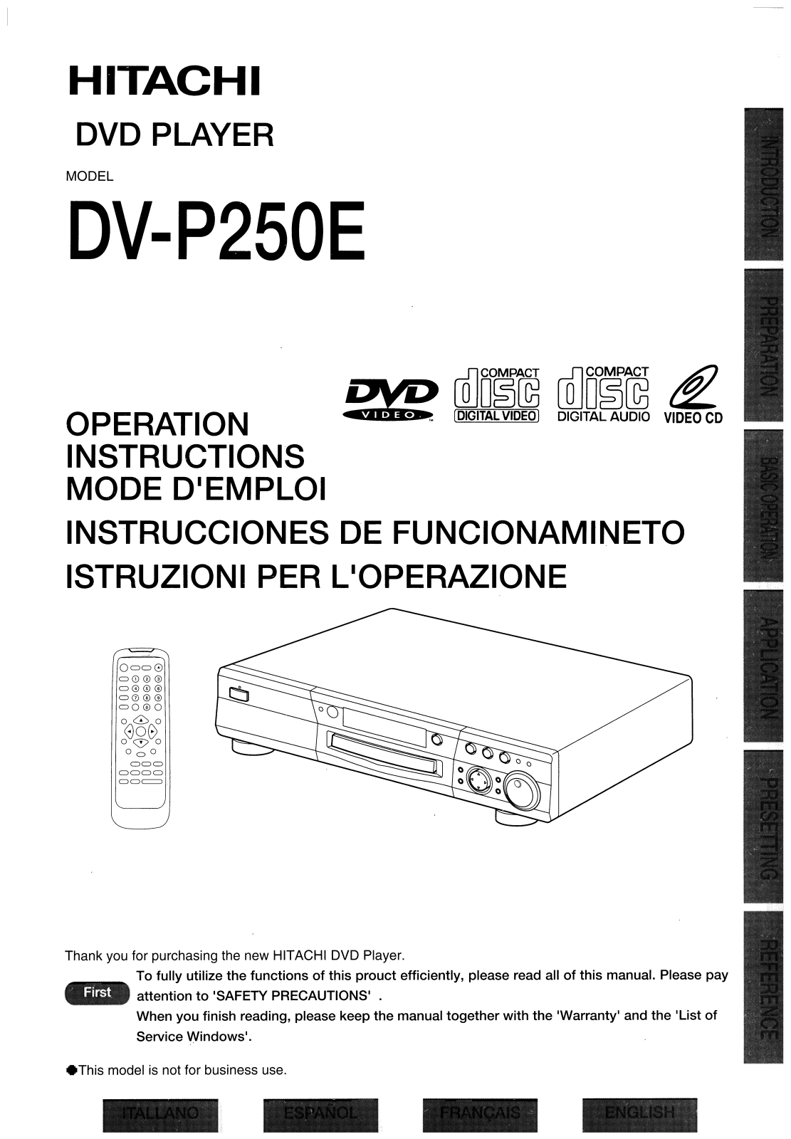 Hitachi DVP250E User Manual