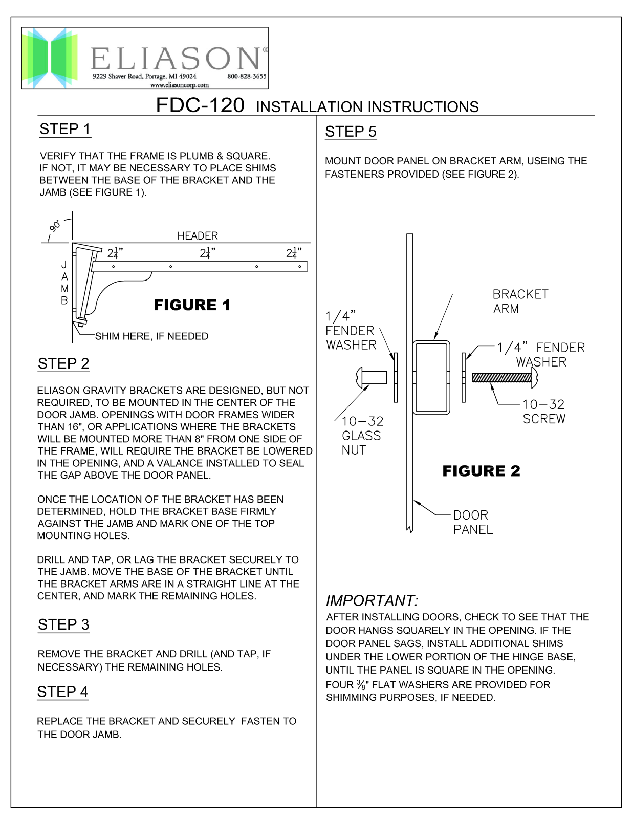 Eliason FDC-120 Installation  Manual