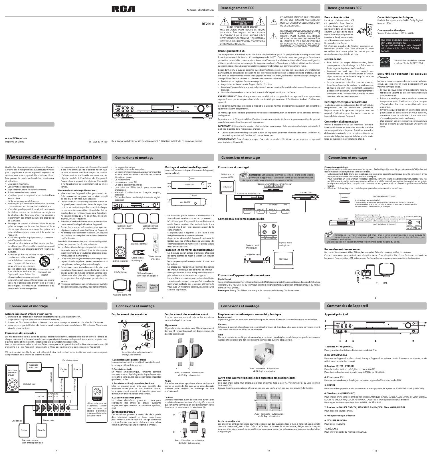 RCA RT2910 Owner's Manual