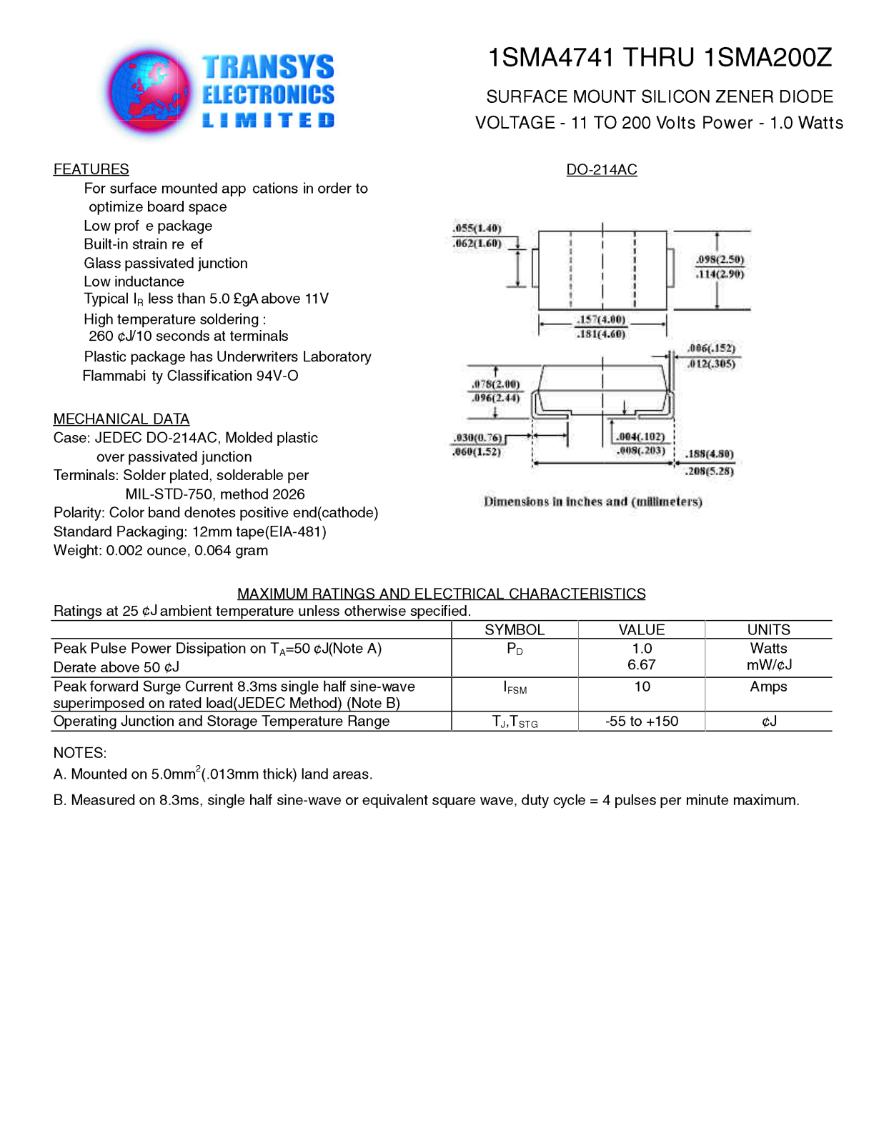 TEL 1SMA4759, 1SMA4758, 1SMA4758, 1SMA4757, 1SMA4757 Datasheet