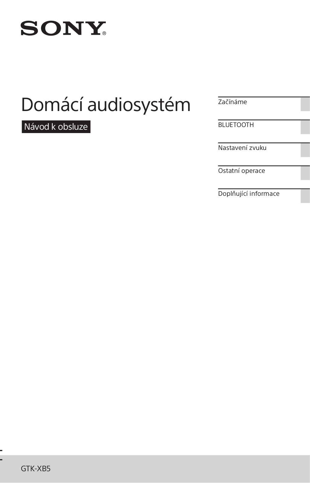 Sony GTK-XB5B User Manual