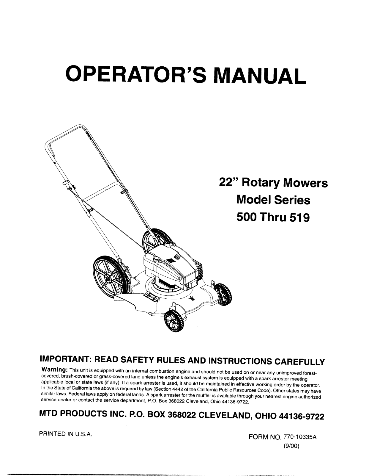 MTD 519 User Manual