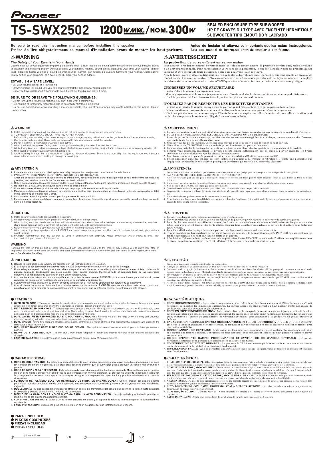 Pioneer TS-SWX2502 Owner's Manual