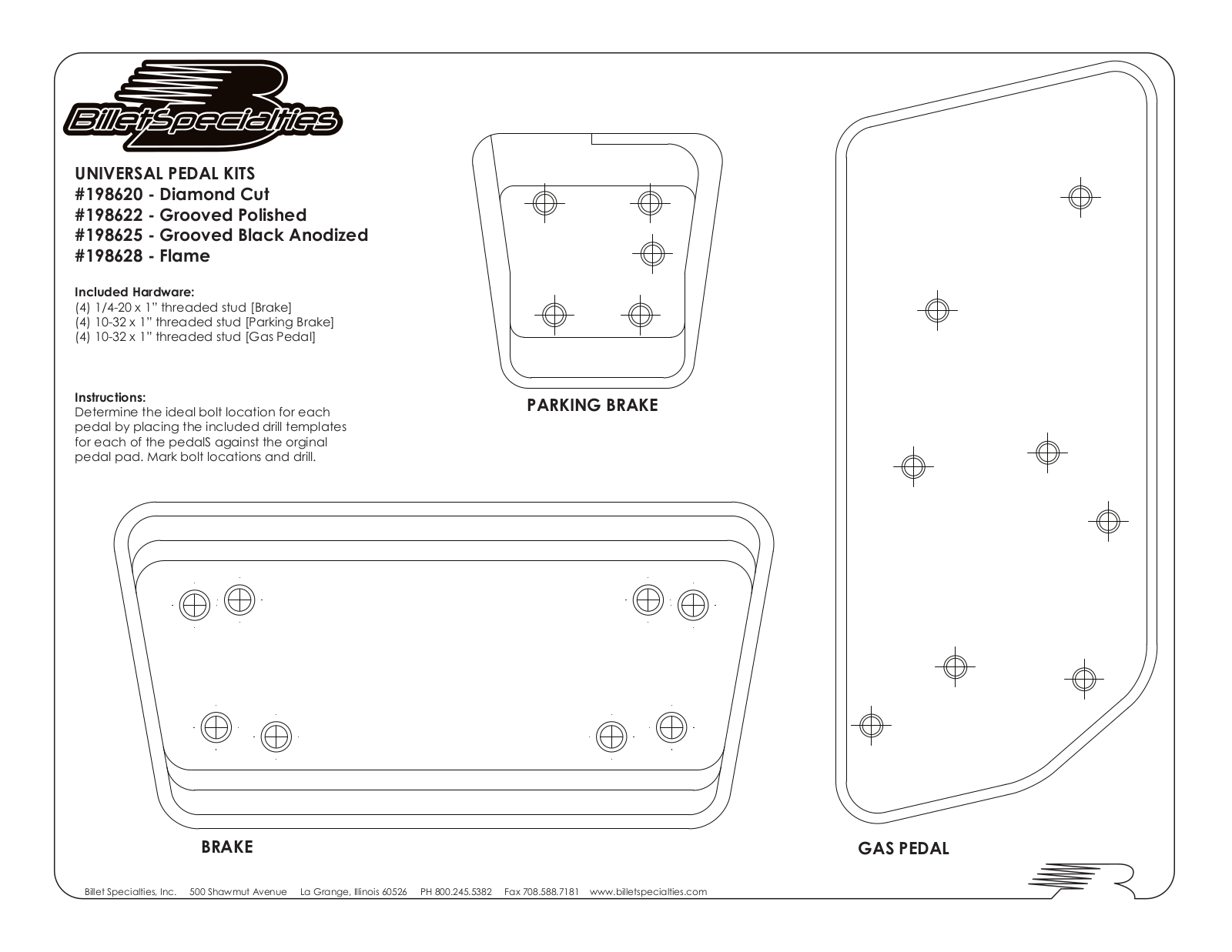 Billet Specialties 198620 User Manual