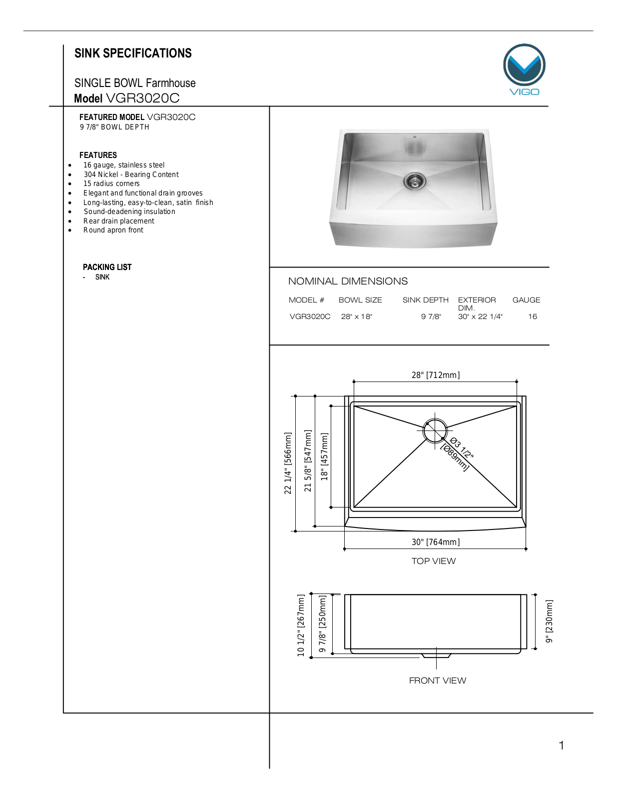 Vigo VGR3020C User Manual