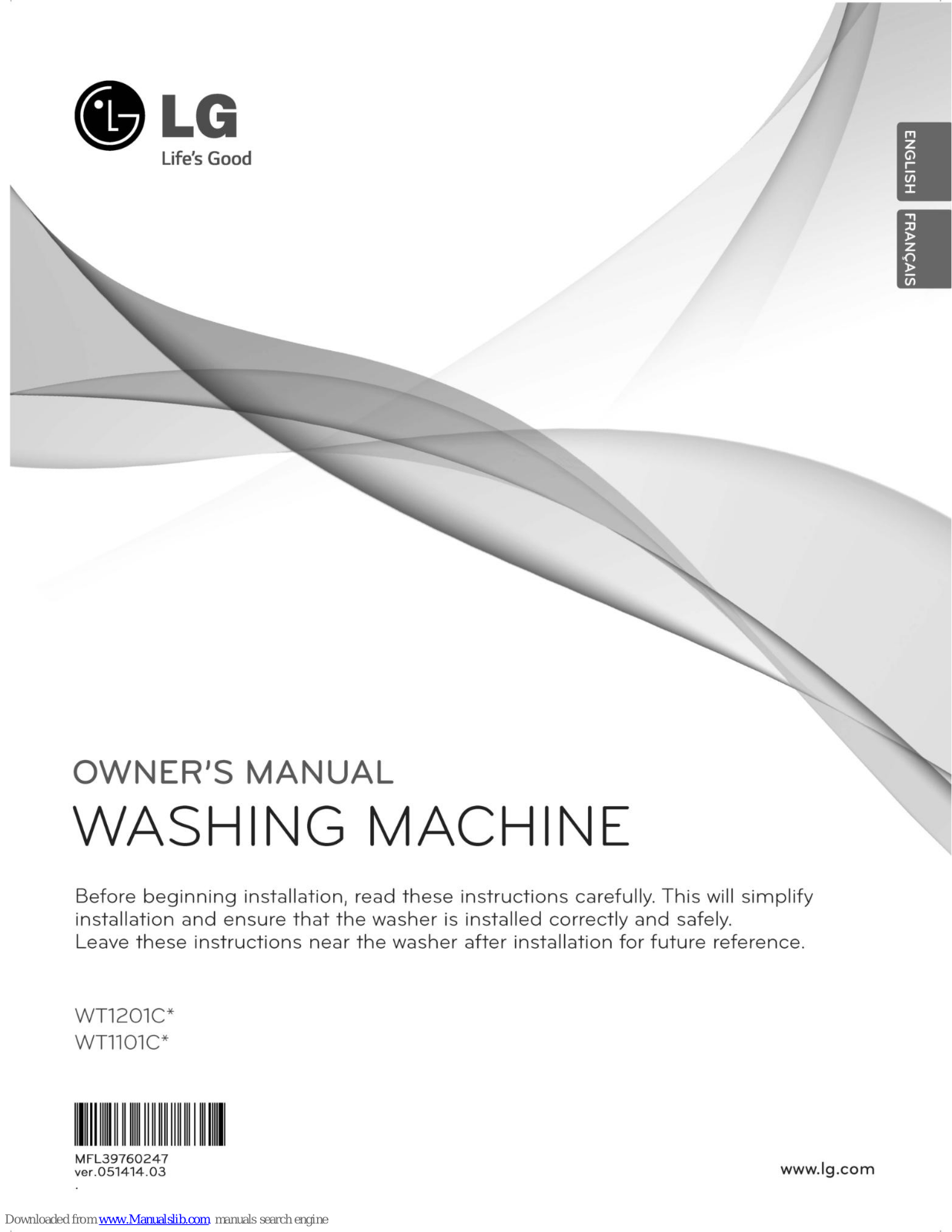 LG WT1201C series, WT1101C Series Owner's Manual