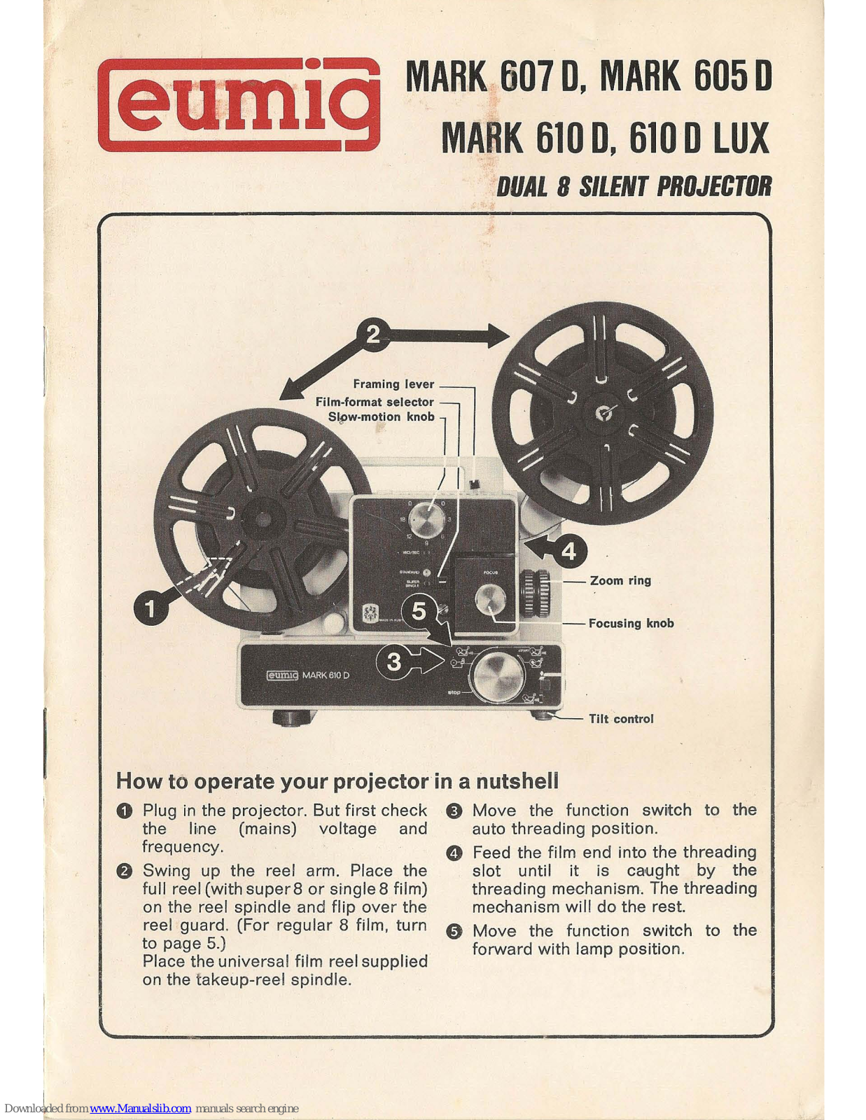 Eumig MARK 607 D, MARK 610 D, MARK 605 D, 610 D LmUX User Manual - ManualMachine.com