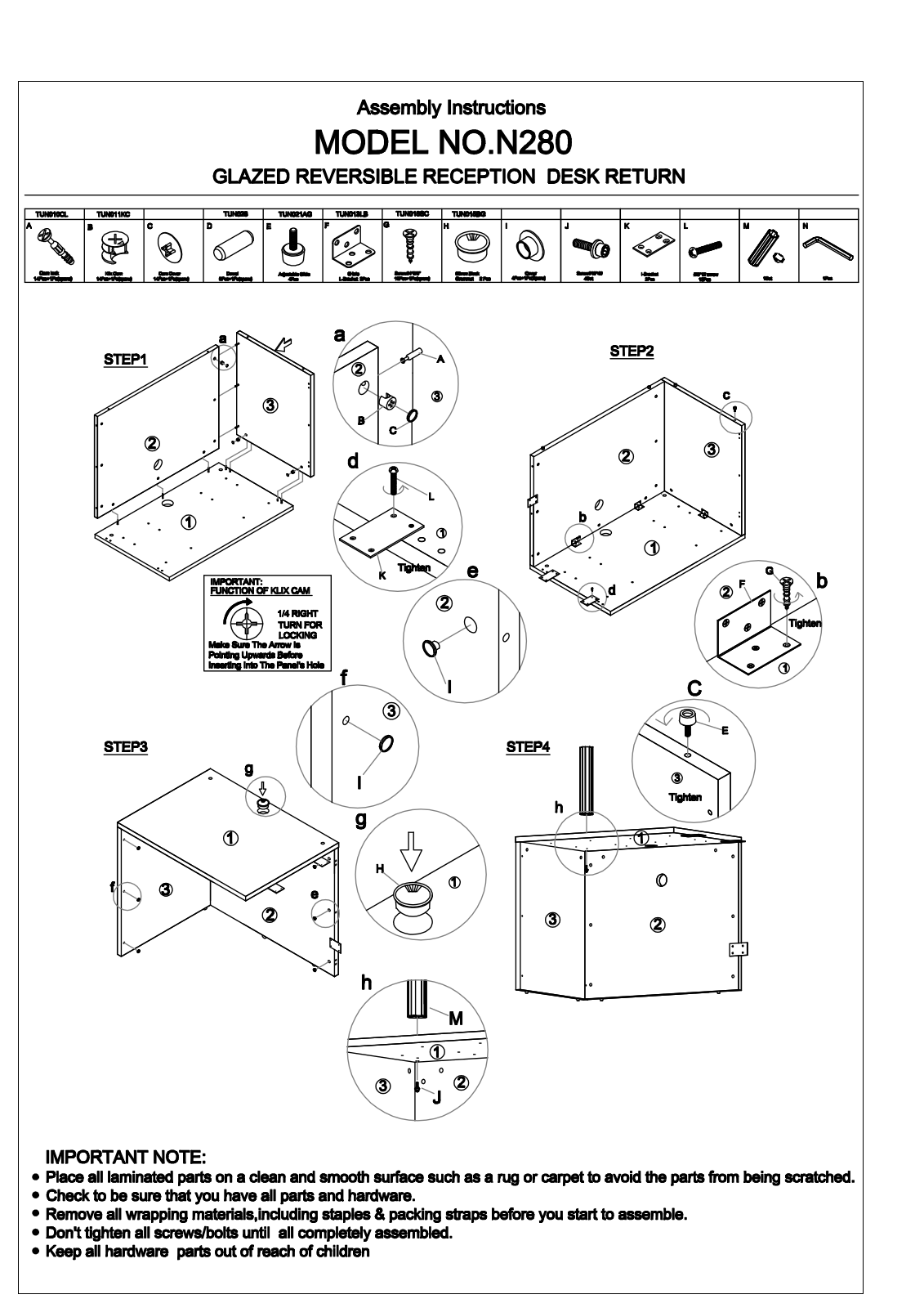 Boss N280GMOC, N280GC, N280GDW, N280GM, N245GMOC Assembly Guide