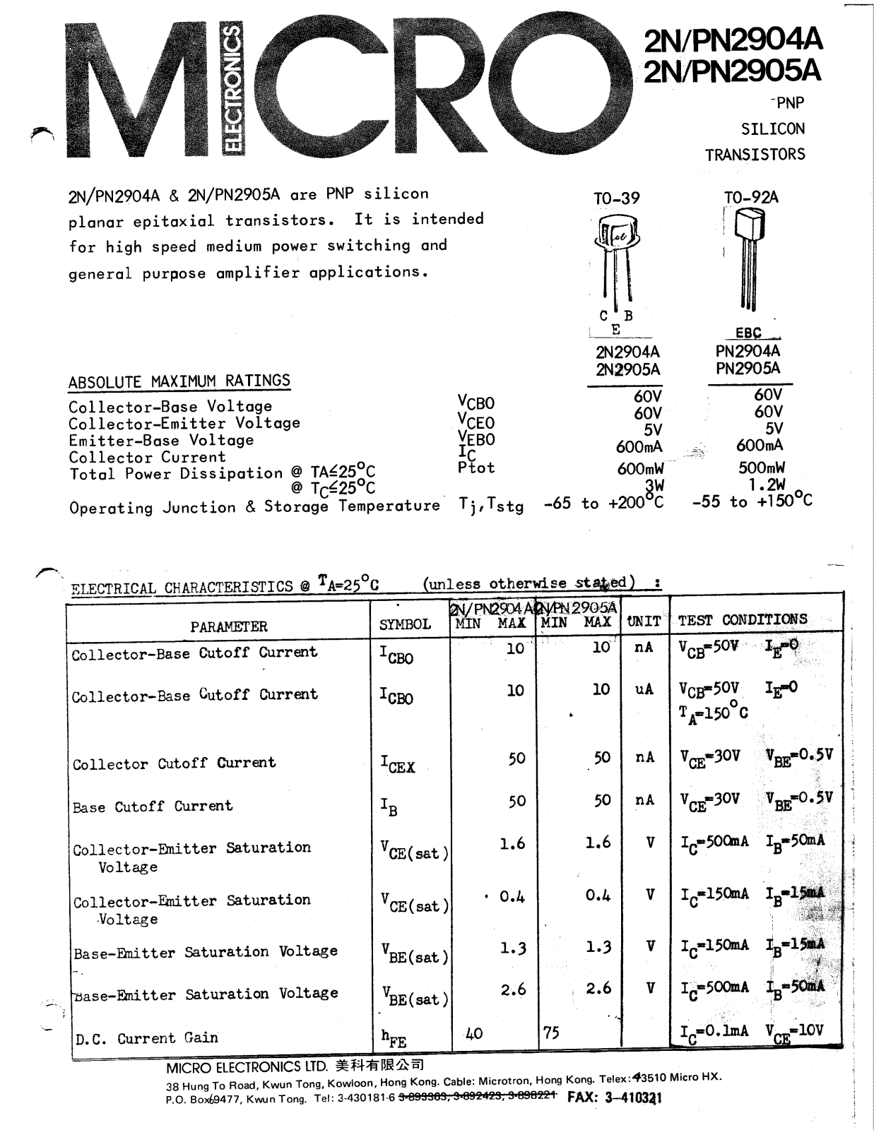 ME 2N2904A Datasheet