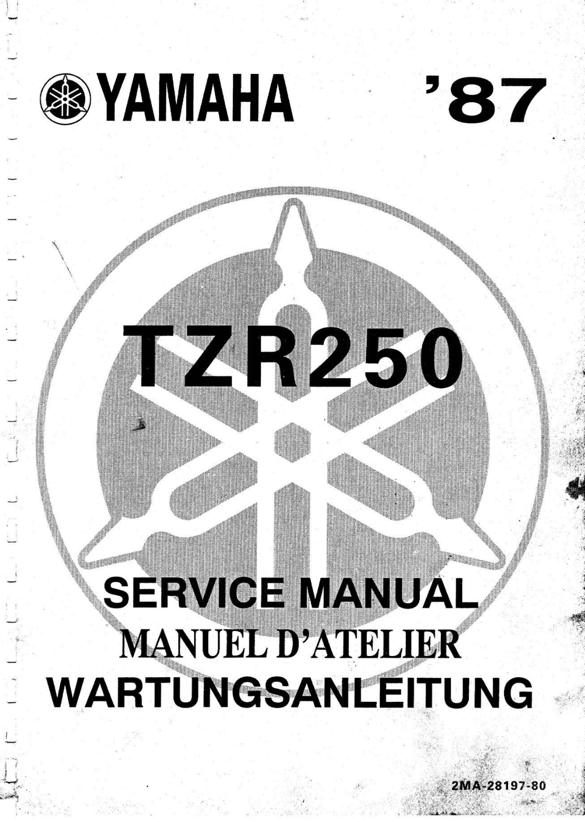 Yamaha TZR250 1987 User Manual