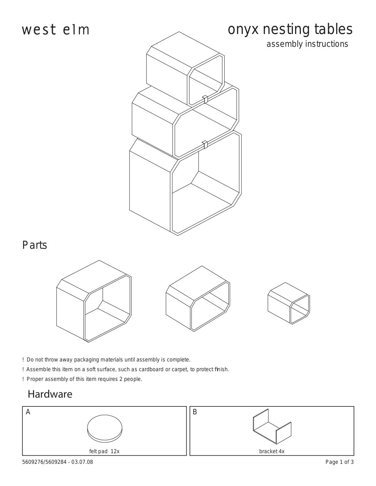 West Elm Onyx Nesting Tables Assembly Instruction