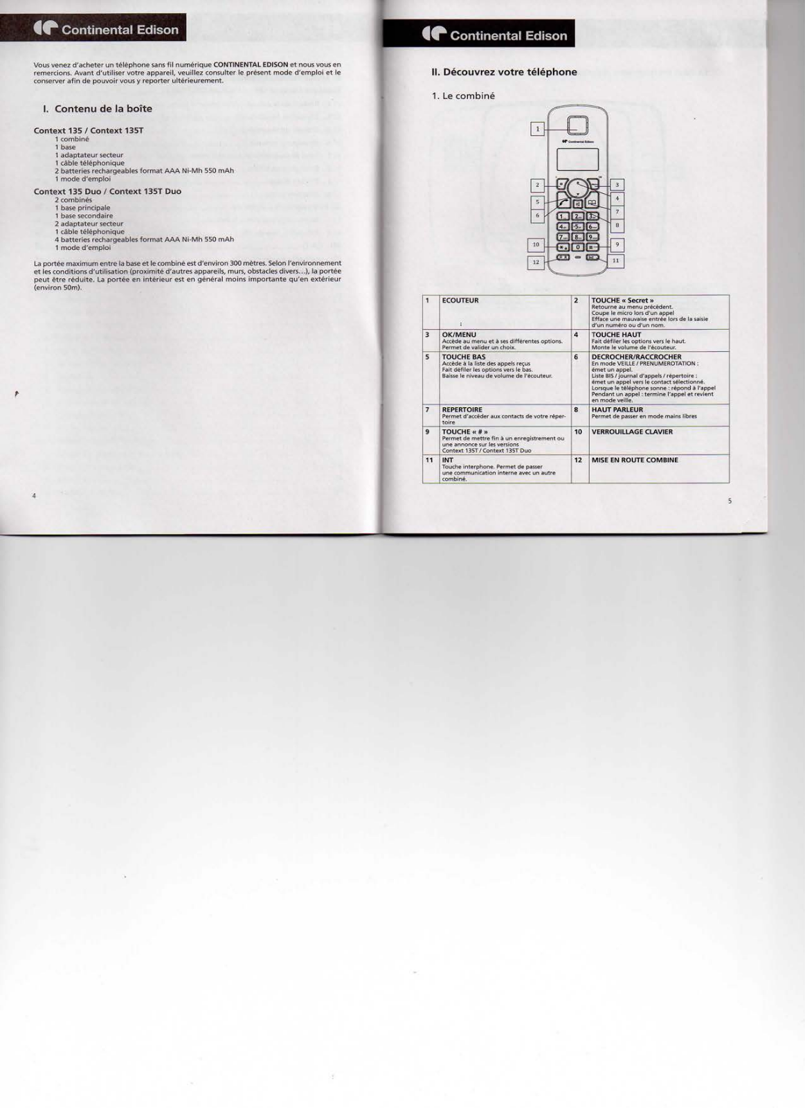 CONTINENTAL EDISON DECT 135SR User Manual