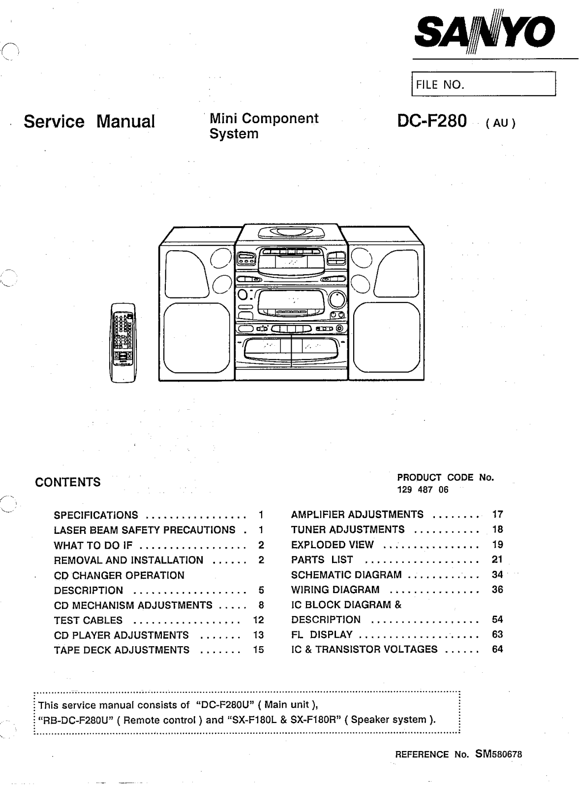 Sanyo DCF-280 Service manual