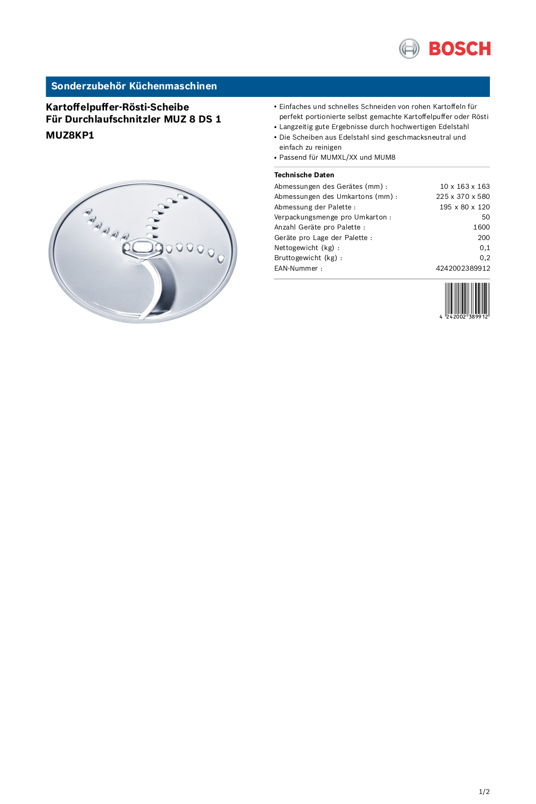 Bosch MUZ8KP1 User Manual