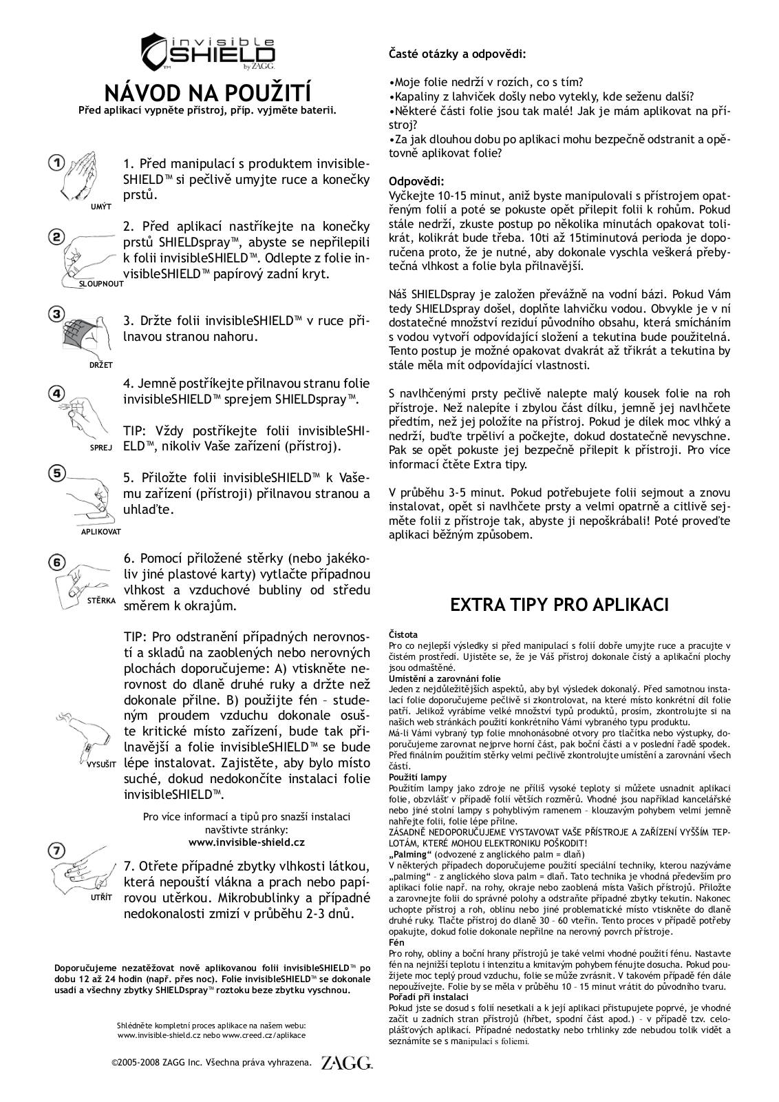 InvisibleSHIELD ZGI7LCGS-BKE, ZGIP7CGS-WHE, ZGIP7CGS-BKE, ZGI7LCGS-WHE, ZGGS8CGS-F00 User Manual