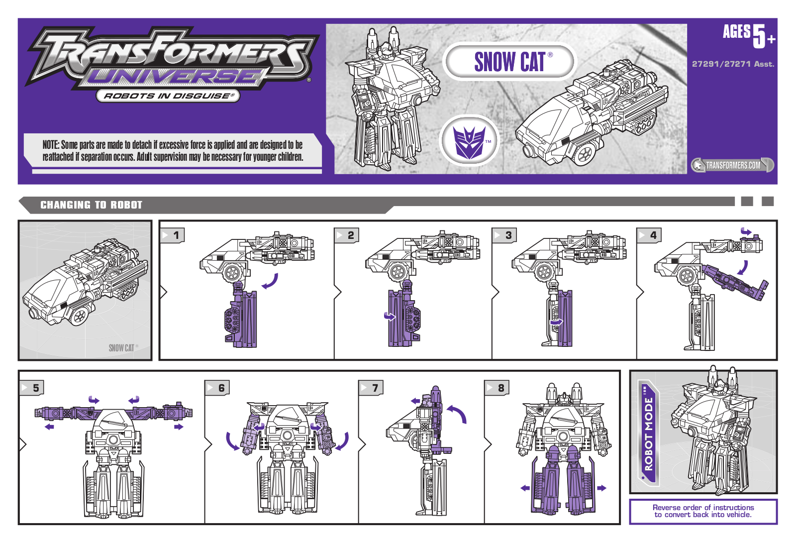 HASBRO Transformers Universe Robots in Disguise SnowCat User Manual