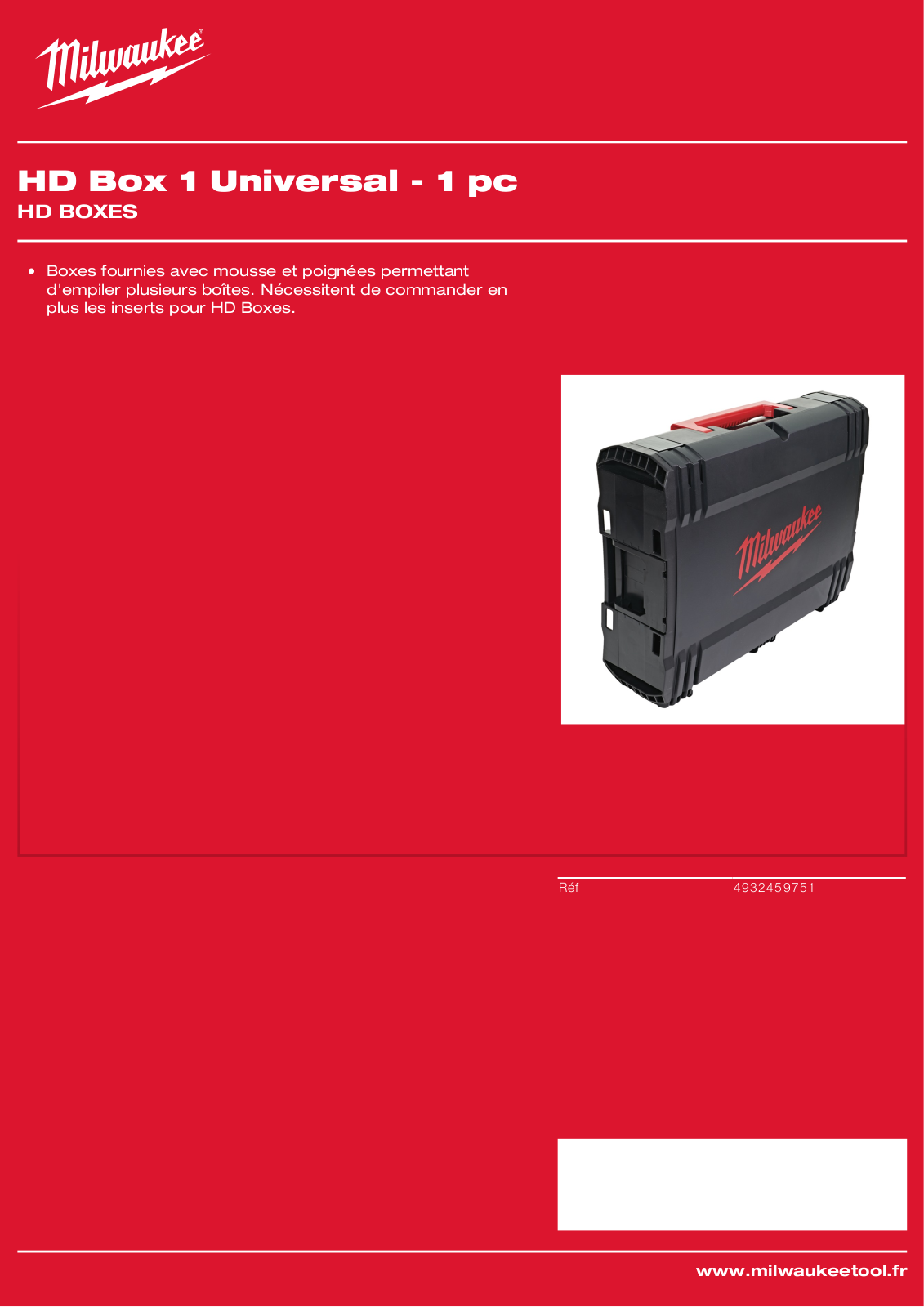 Milwaukee 4932459751, HD Box 1 Universal Specification - ManualMachine.com