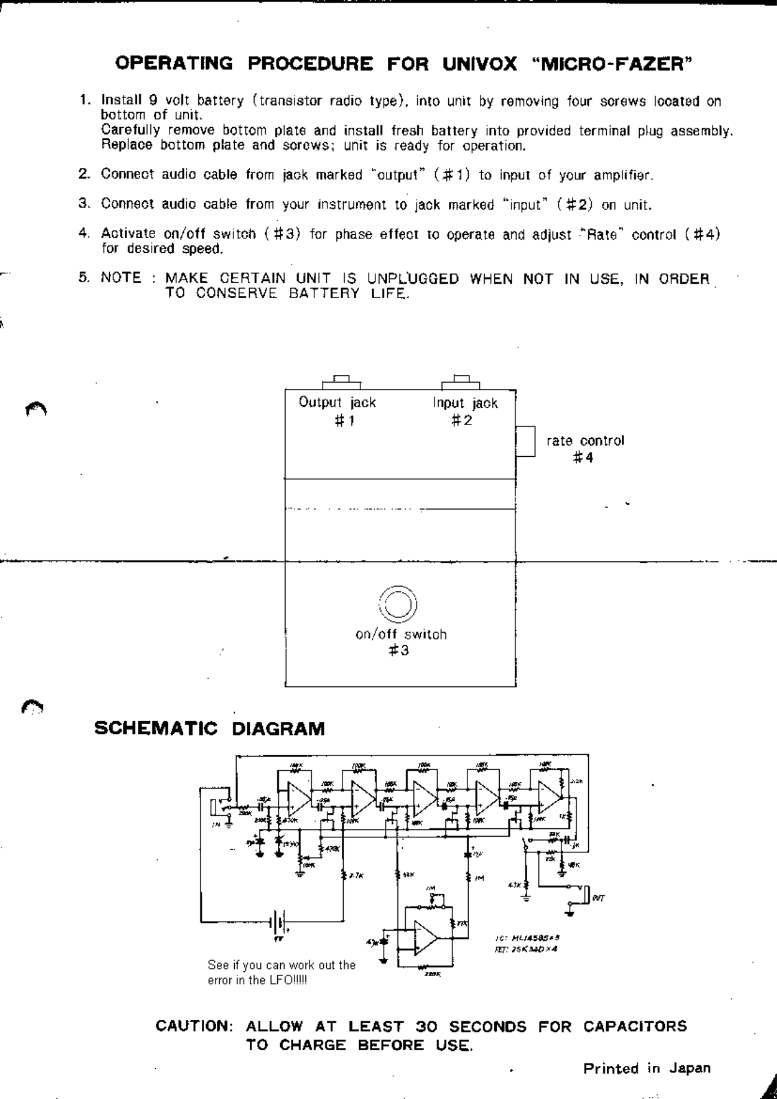 Univox micro fazer schematic