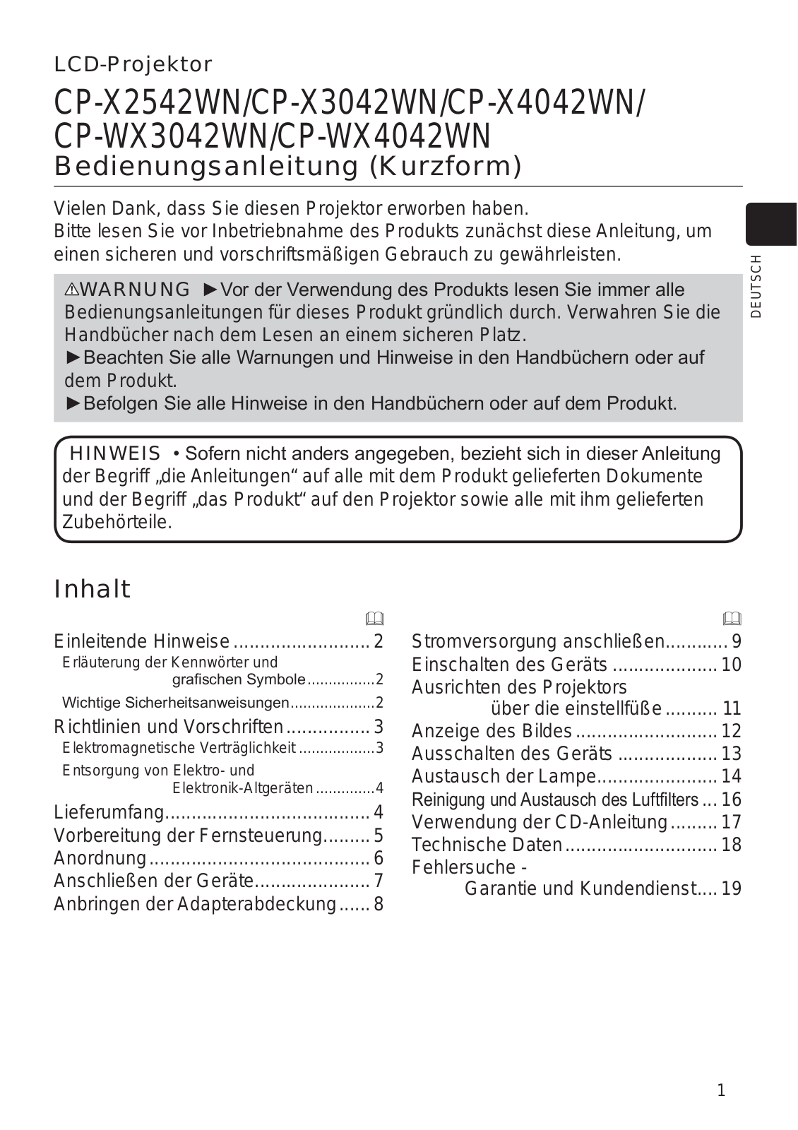 Hitachi CP-X4042WN User manual