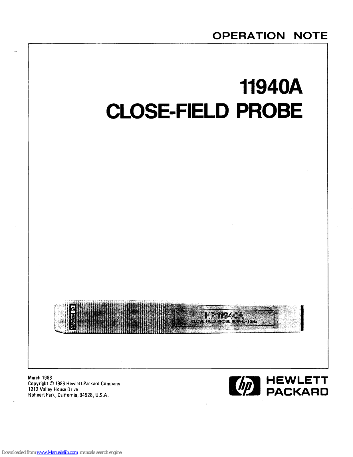 HP 11940A Operation Note