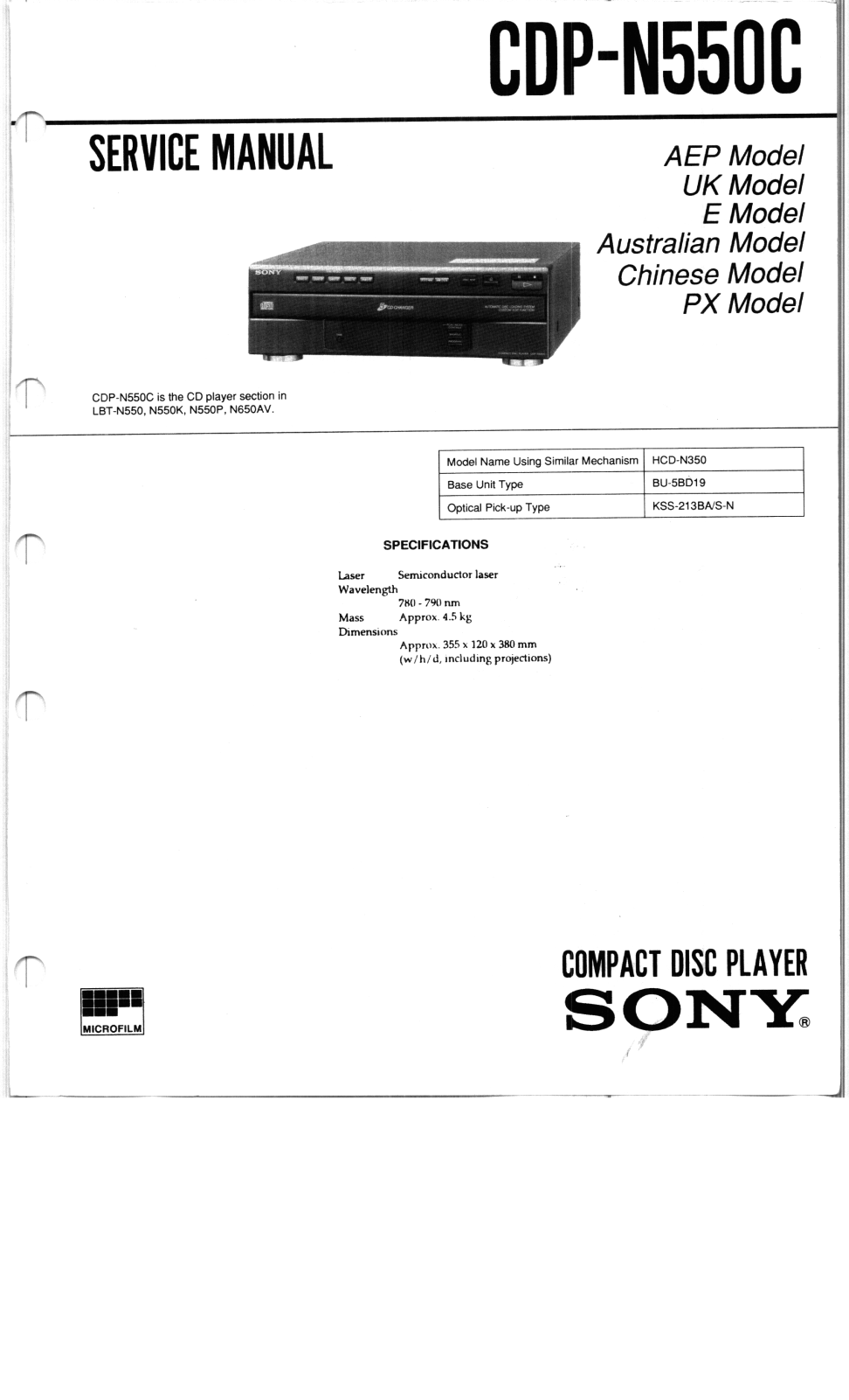 SONY CDP N550C Diagram