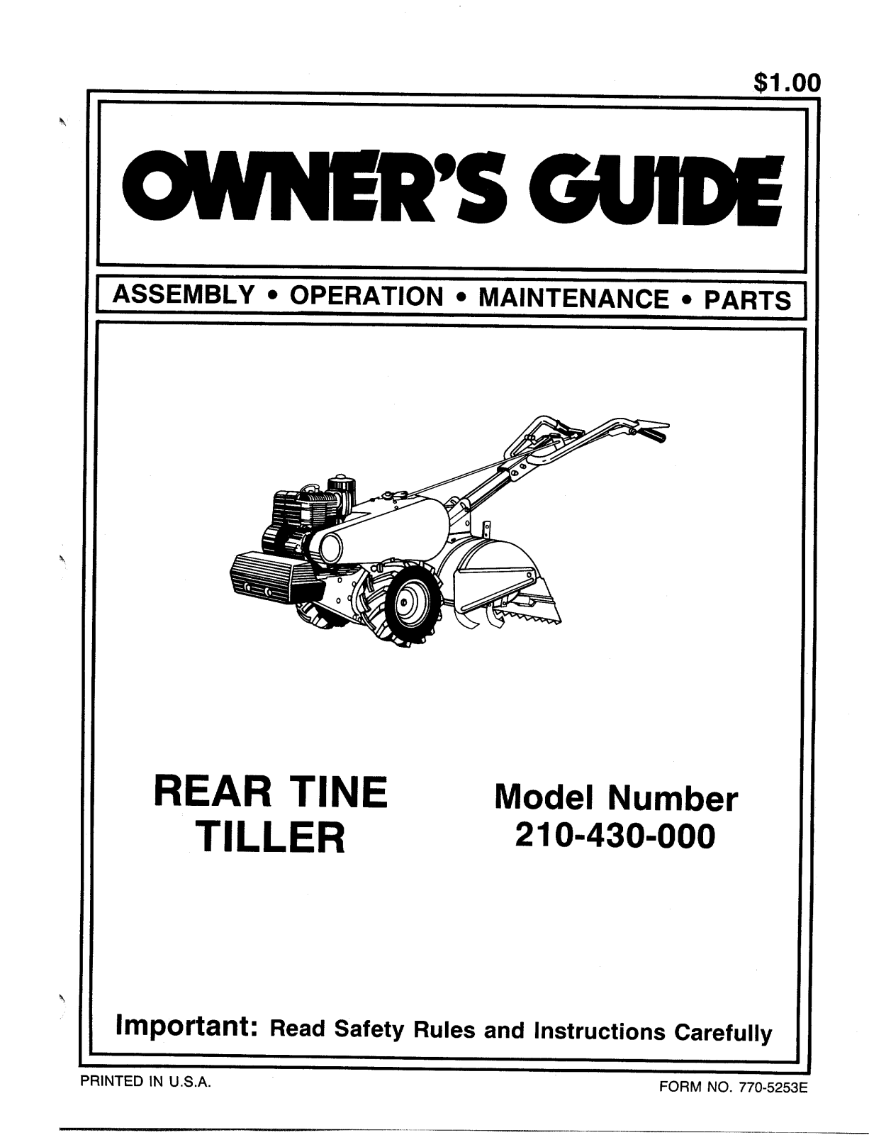 Mtd 210-430-000 owners Manual