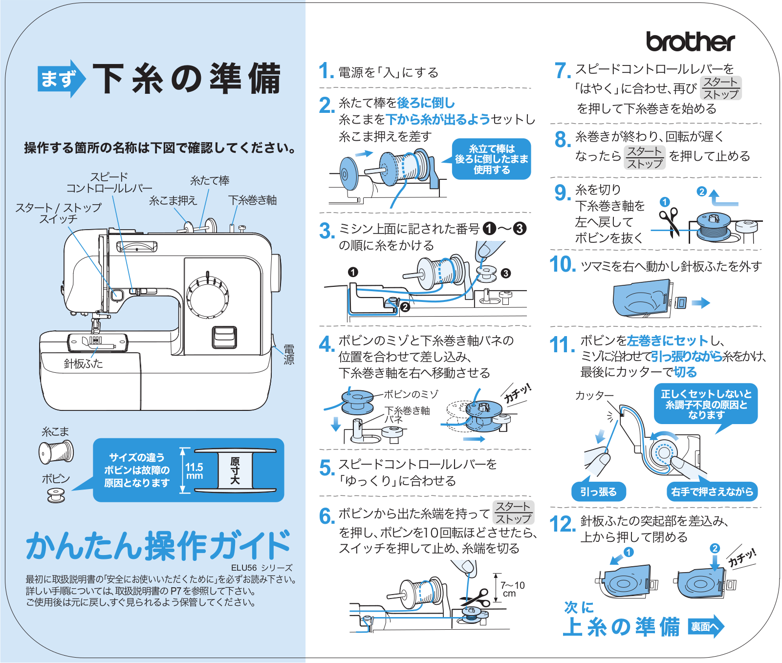 Brother ELU56 Operation chart