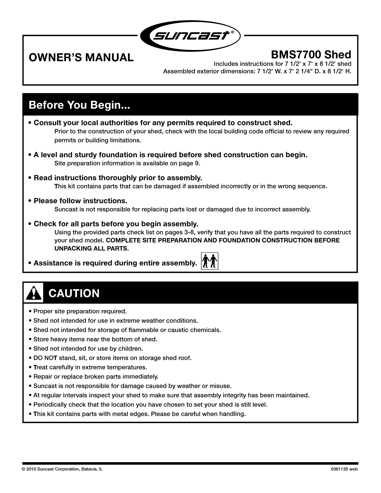 Suncast BMS7700 User Manual - ManualMachine.com