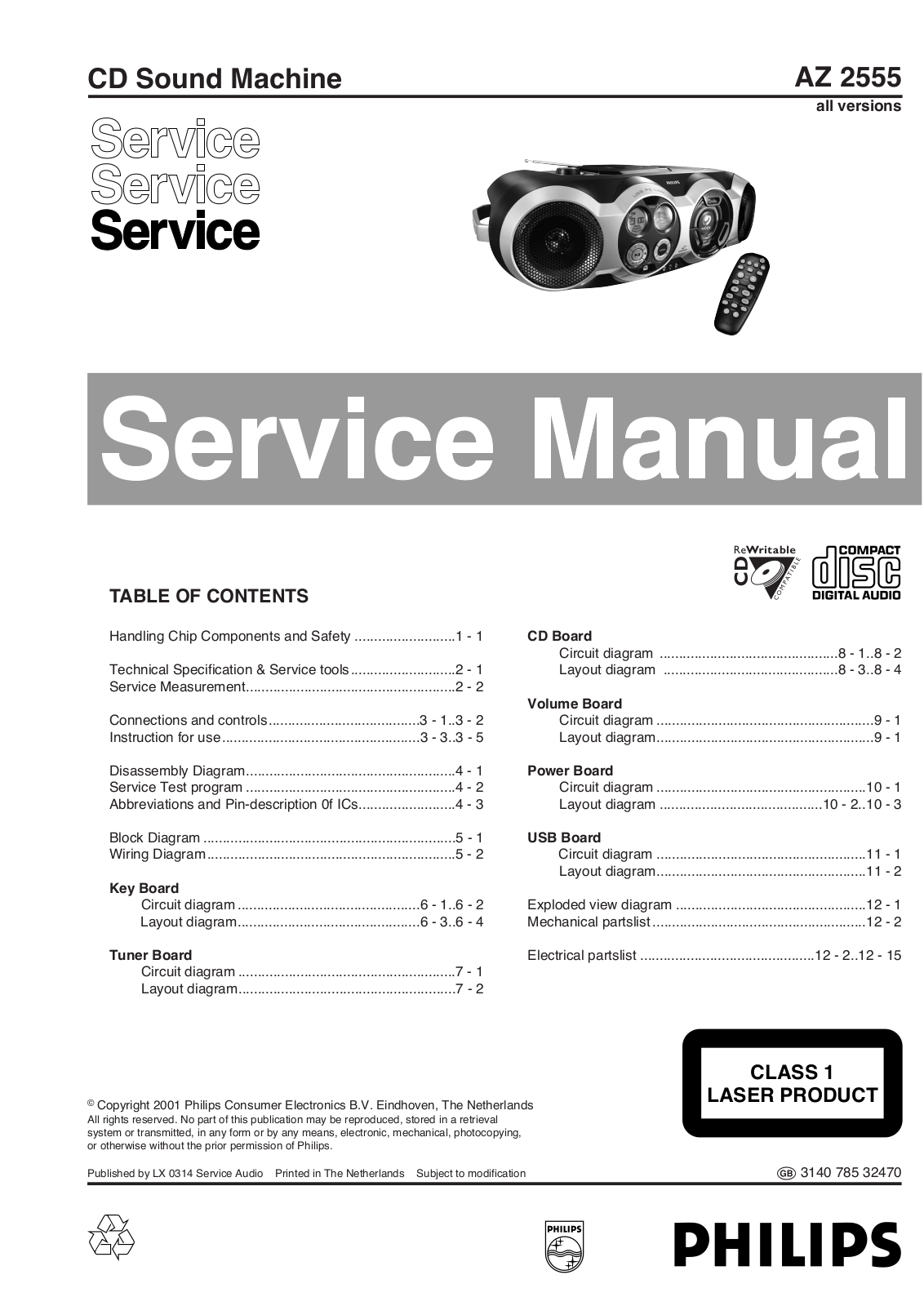 Philips AZ-2555 Service manual