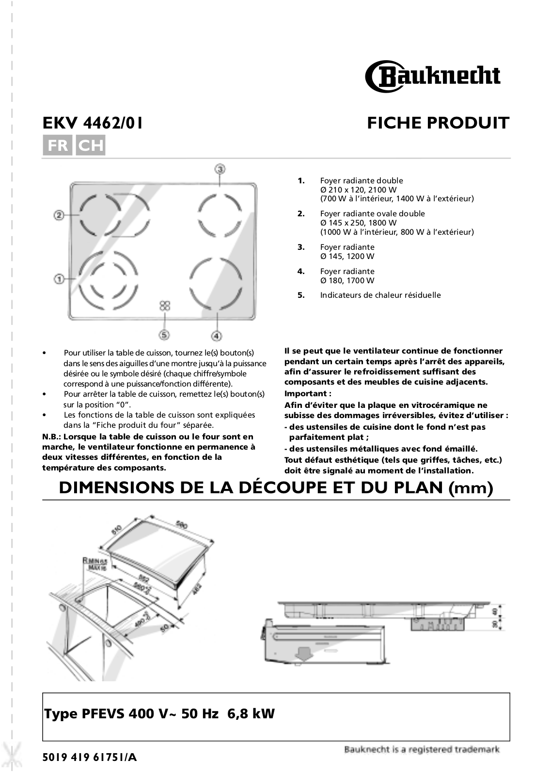 bauknecht EKV 4462/01 Product sheet