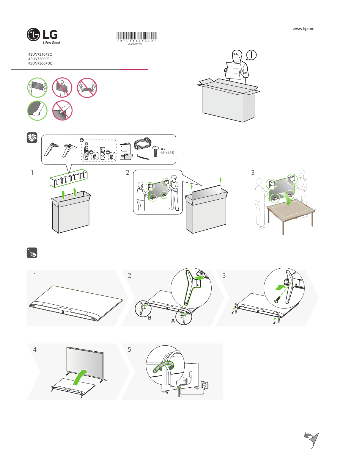 LG 43UN7300PDC, 43UN7300PSC QUICK INSTALLATION GUIDE