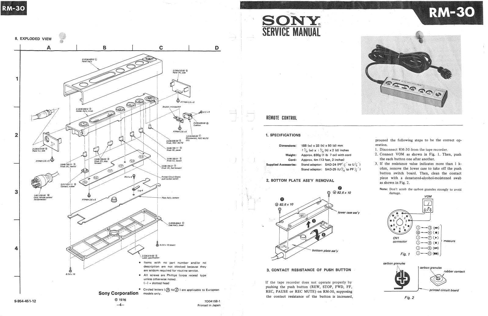 Sony RM-30 Service manual